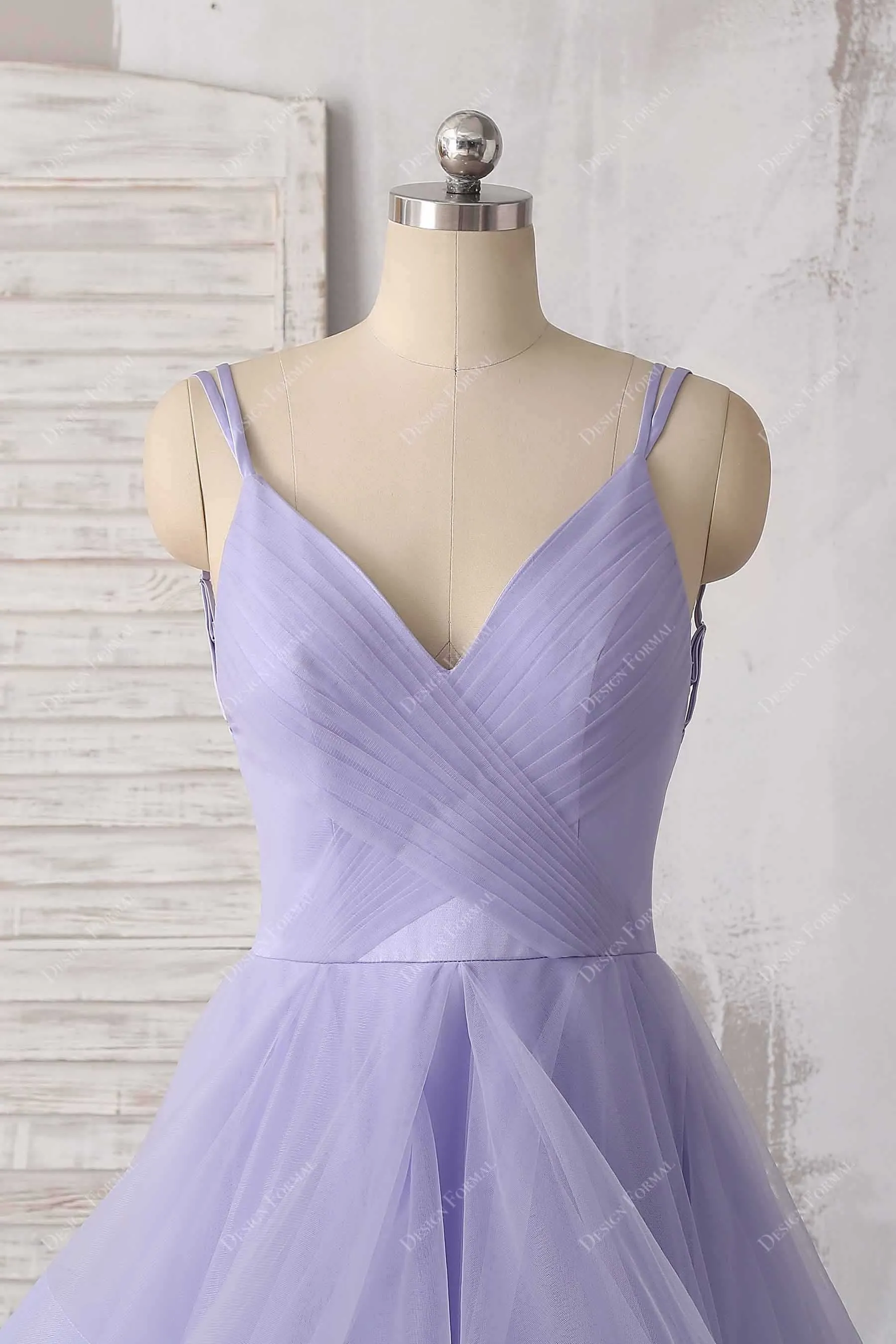 Lavender Tulle Spaghetti Strap Dramatic Layered Prom Sweetheart 16 Dress