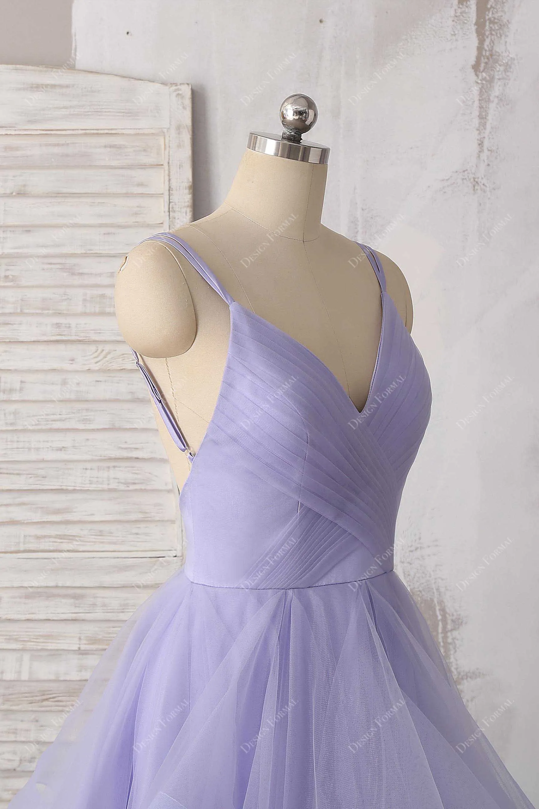 Lavender Tulle Spaghetti Strap Dramatic Layered Prom Sweetheart 16 Dress