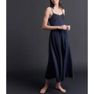 Lilia Slip Dress in Double Layer Silk Cotton Voile w/ French Lace