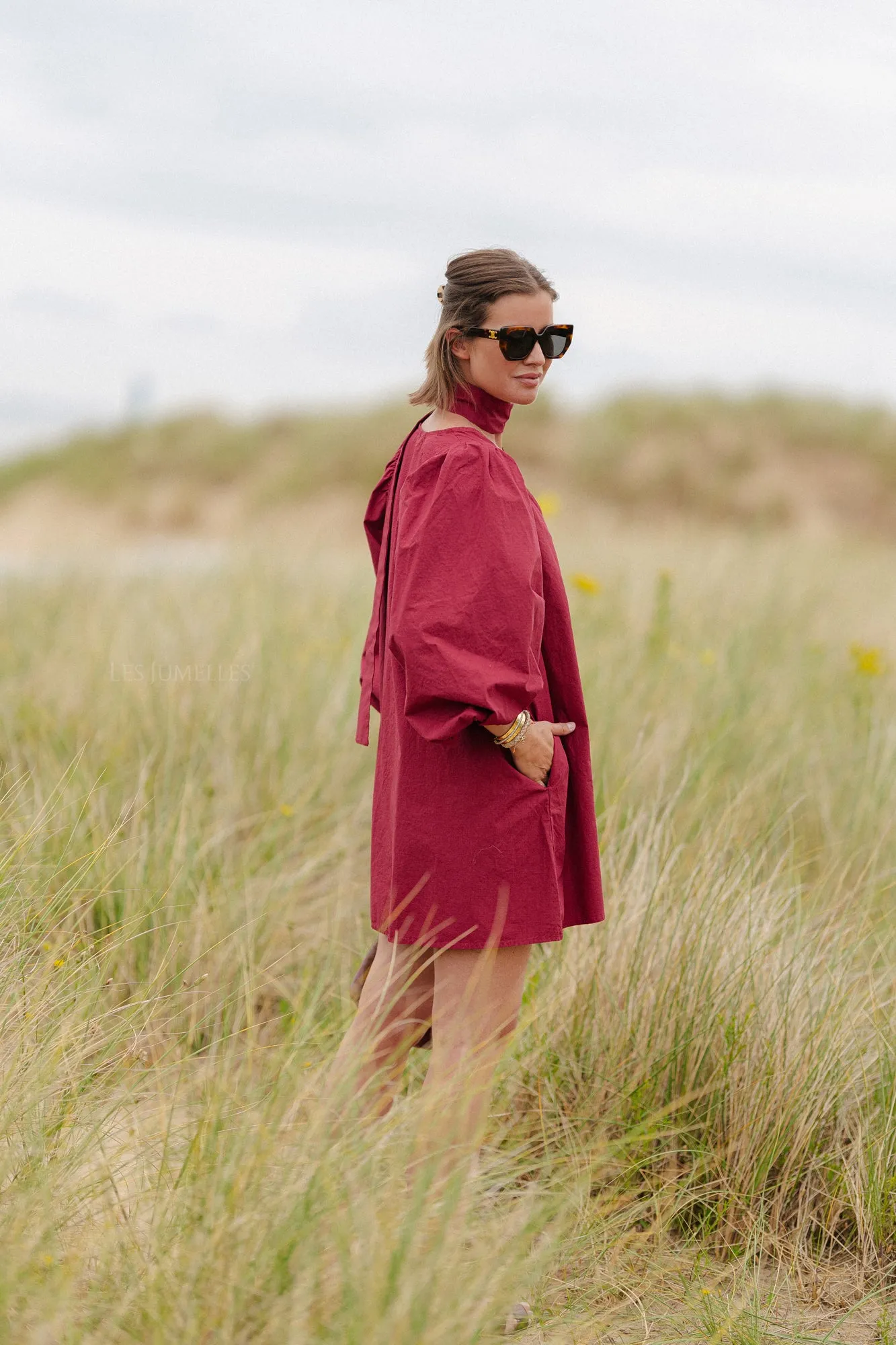 Lora short dress burgundy