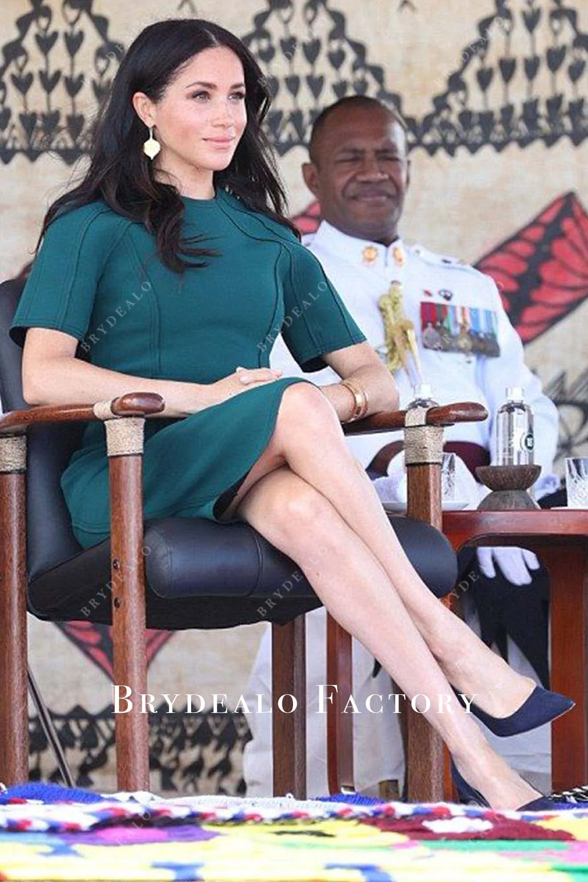 Meghan Markle Peacock Dress Nadi Airport 2018