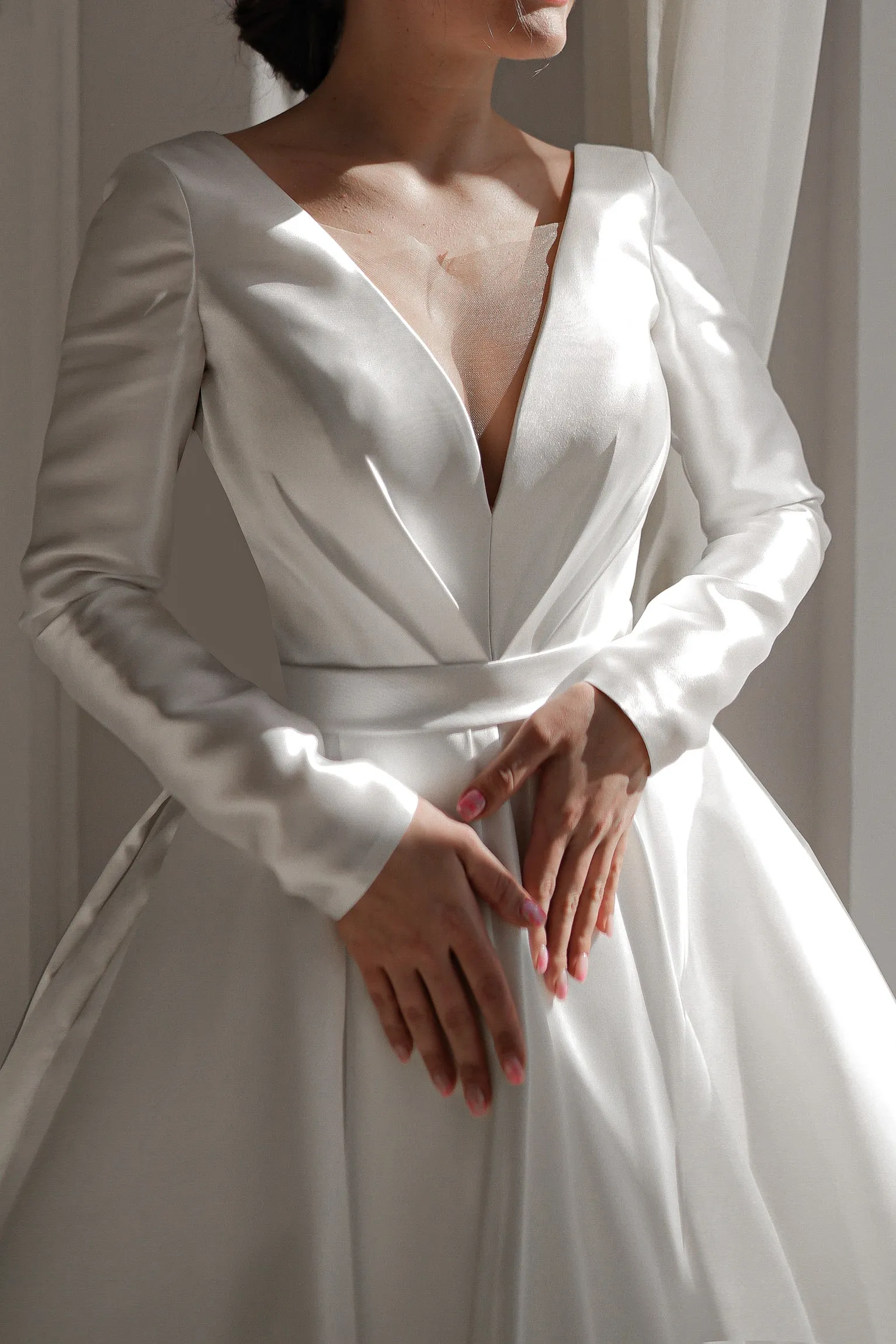 Mikado Wedding Dress Ester with Long Sleeves