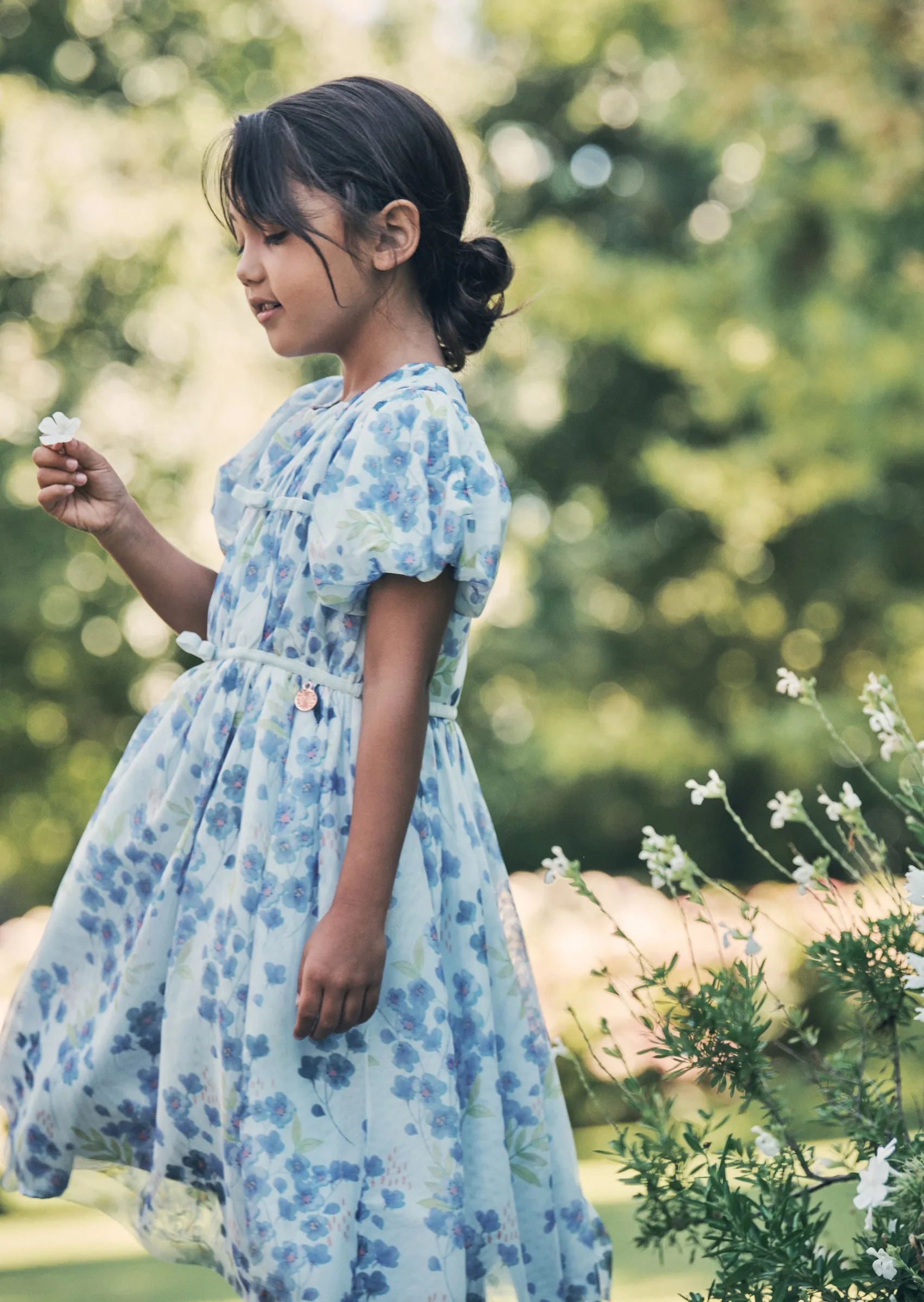 Mina Blue Printed Mesh Dress