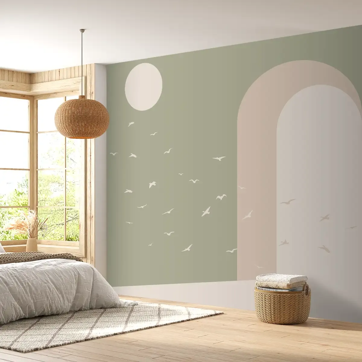 Modern Mood Abstract Design Wall Wallpaper Pastel Green