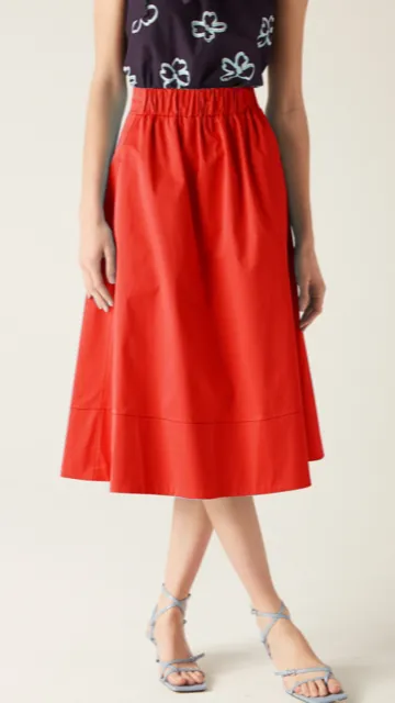 Niki Elasticated Waist Skirt in Red by Mirla Beane