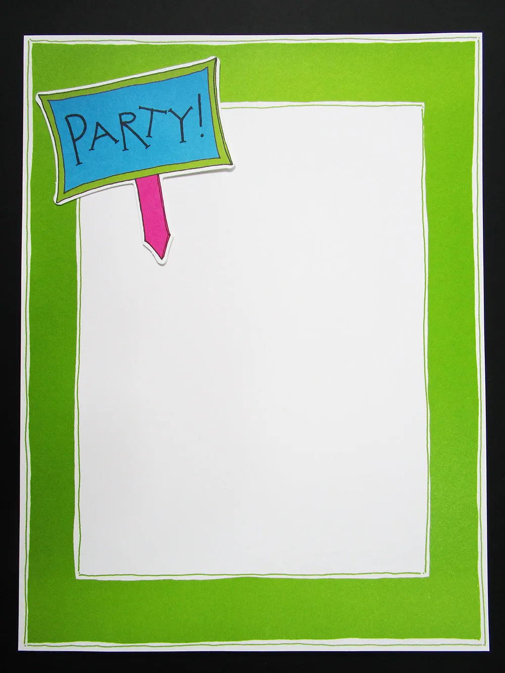 Party Invite with green border -(clearance)