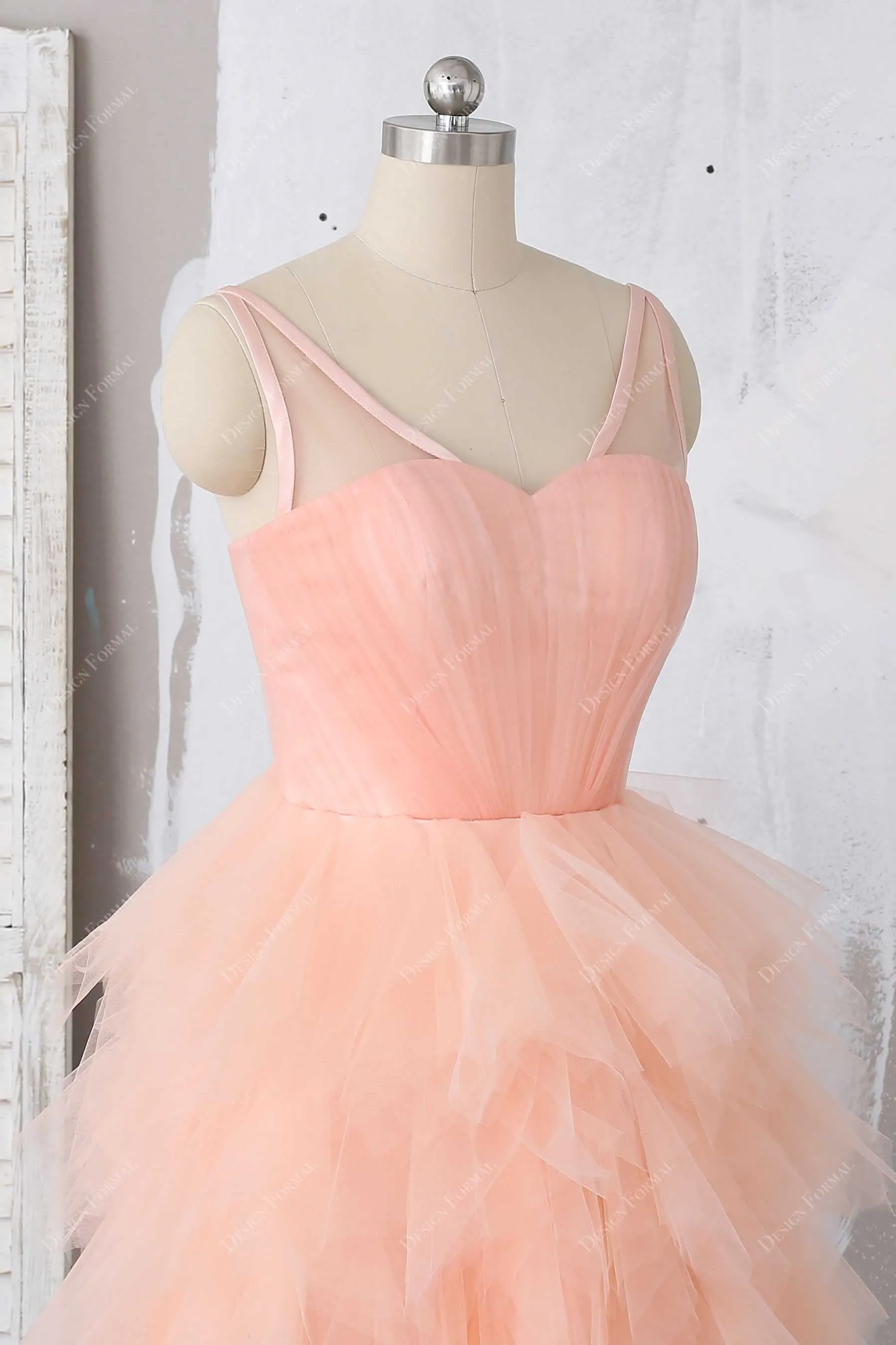 Peach Ruffled Tulle Corset Homecoming Dress