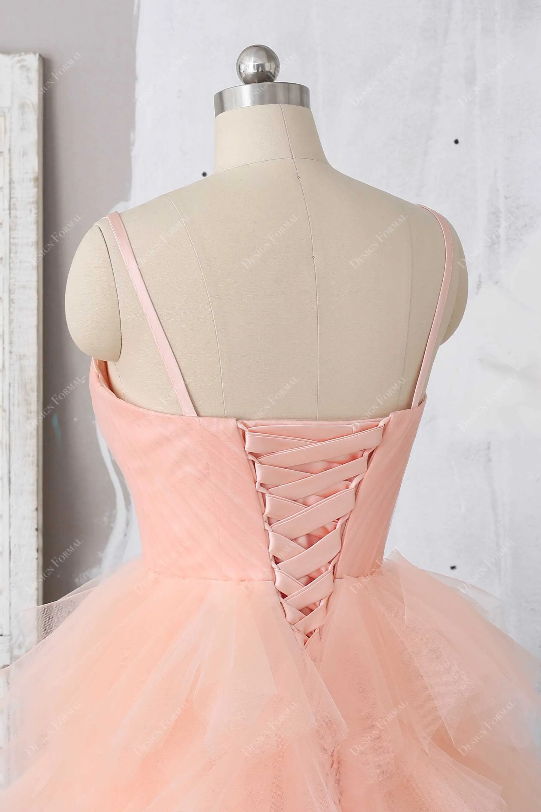 Peach Ruffled Tulle Corset Homecoming Dress