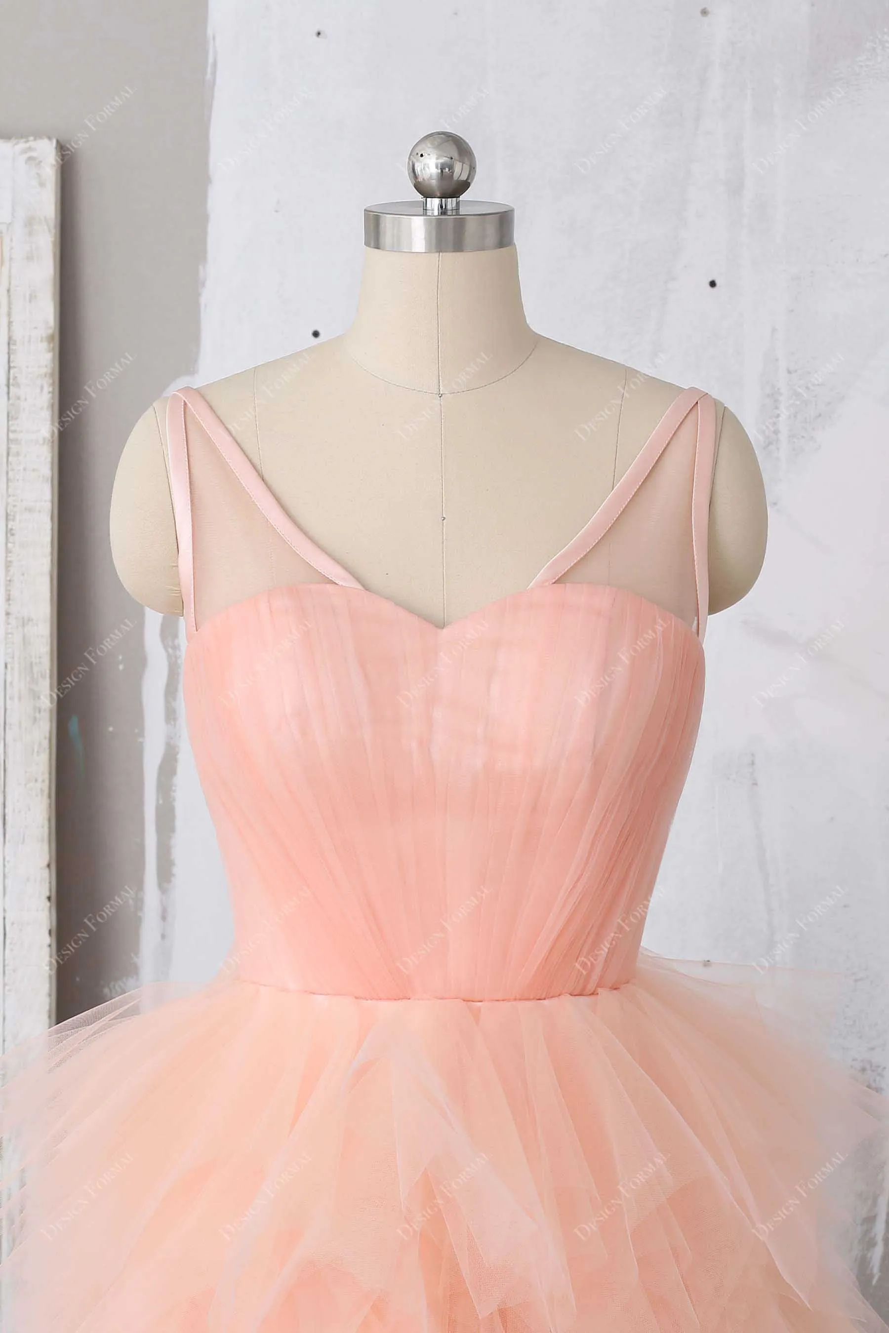 Peach Ruffled Tulle Corset Homecoming Dress