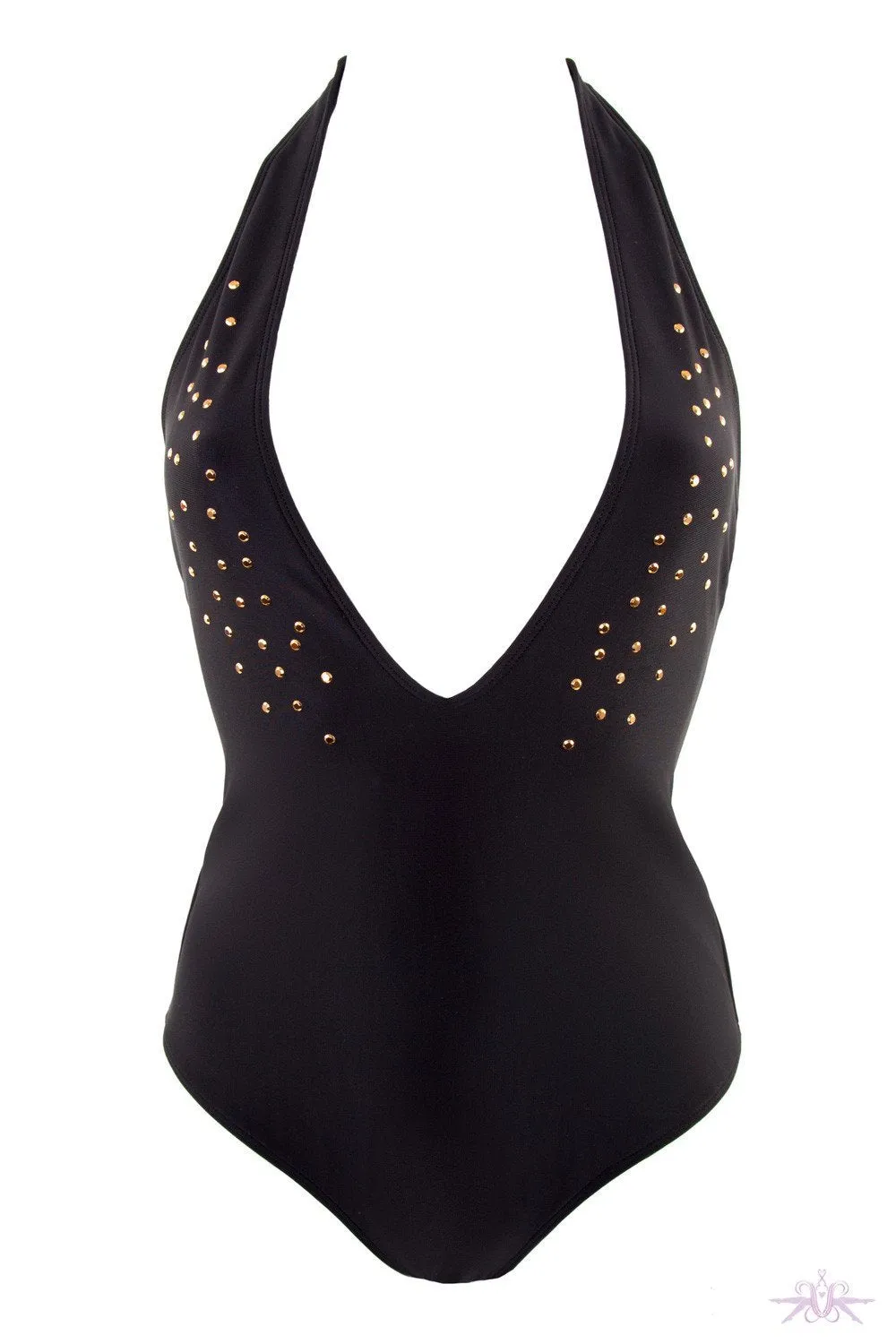 Peek & Beau Black & Bronze Stud Swimsuit