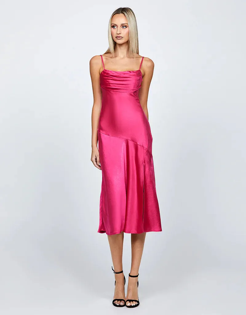 Peita Satin Cowl Neck Midi