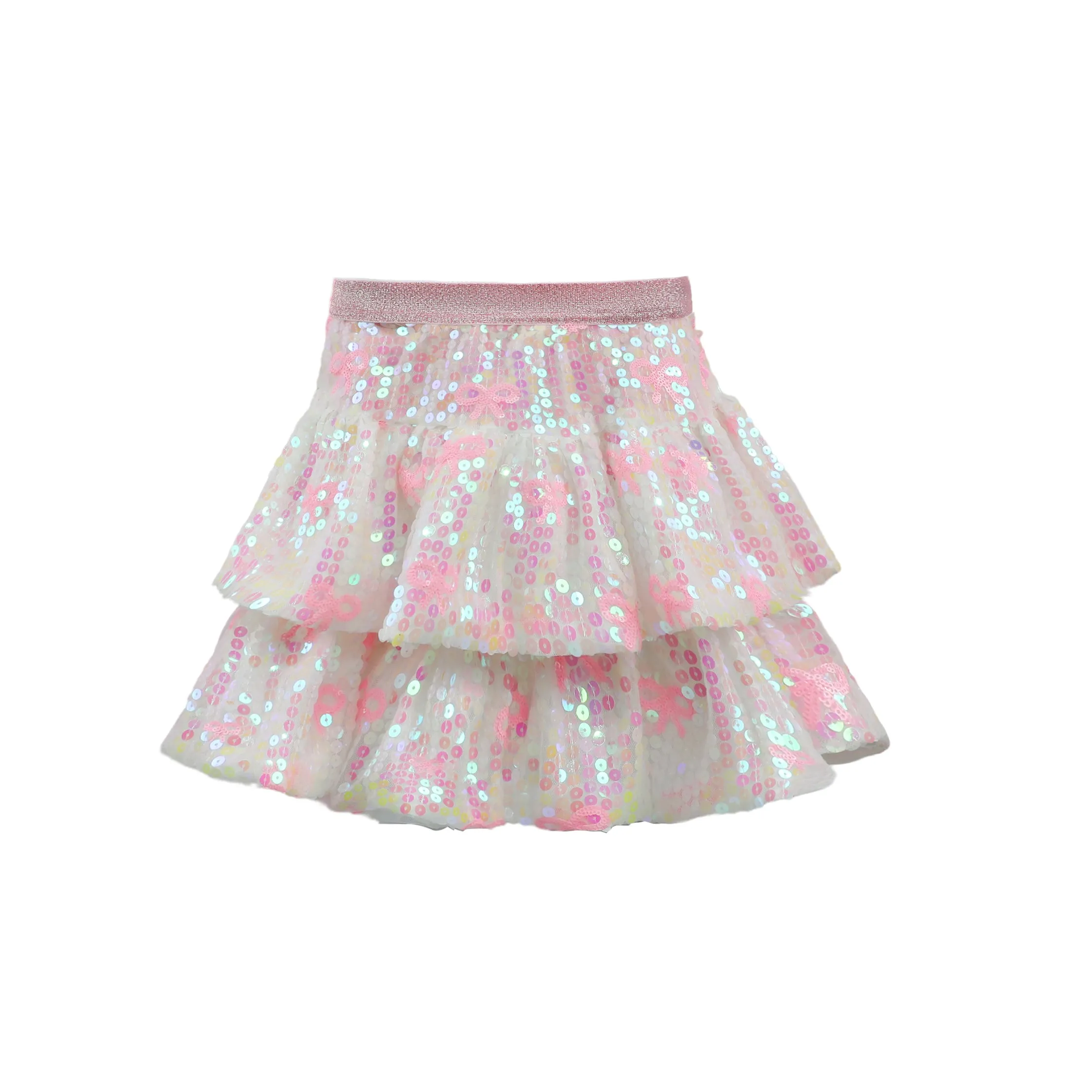 Pink Bow Sequin Skort