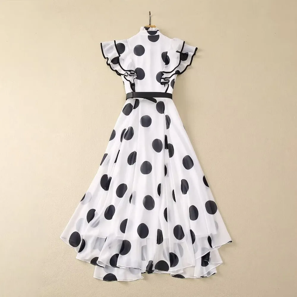 Pre Order:  Ruffled Edge Waistband Fairy Polka Dot Dress