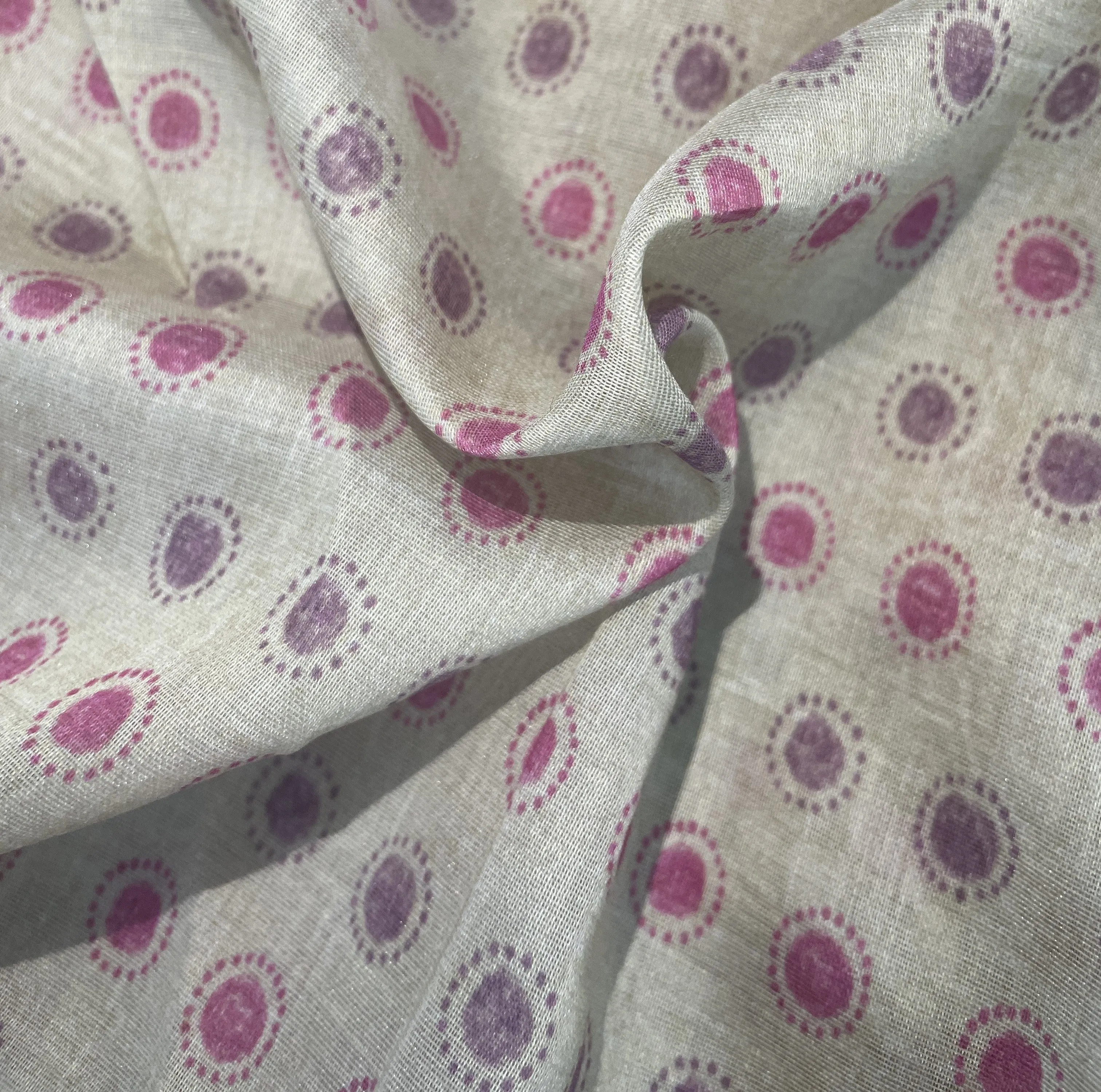 Premium Chanderi Silk sage Green Polka Dot Fabric