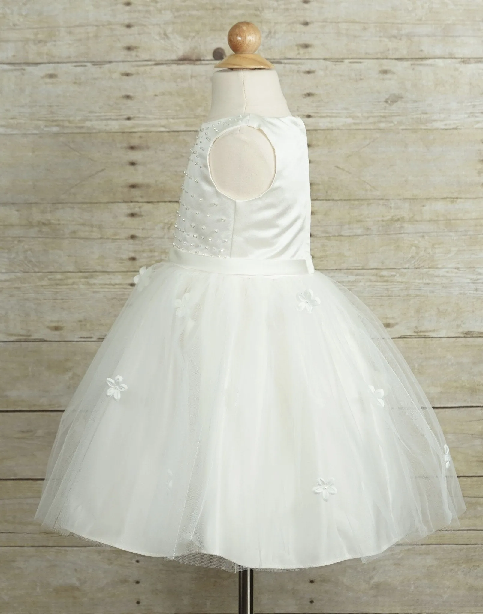 Princess Inspired White Crinoline Flower Girl Dress - White