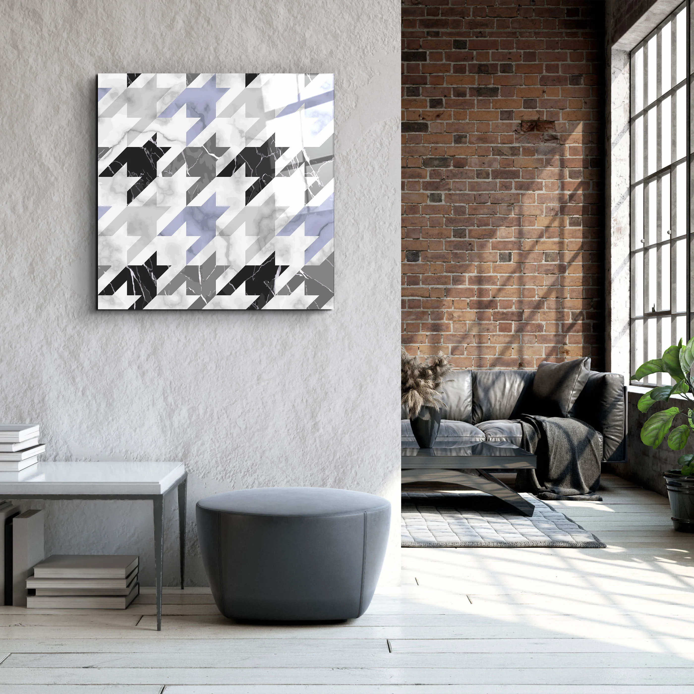 ."Bat Marble V3". Designer's Collection Glass Wall Art