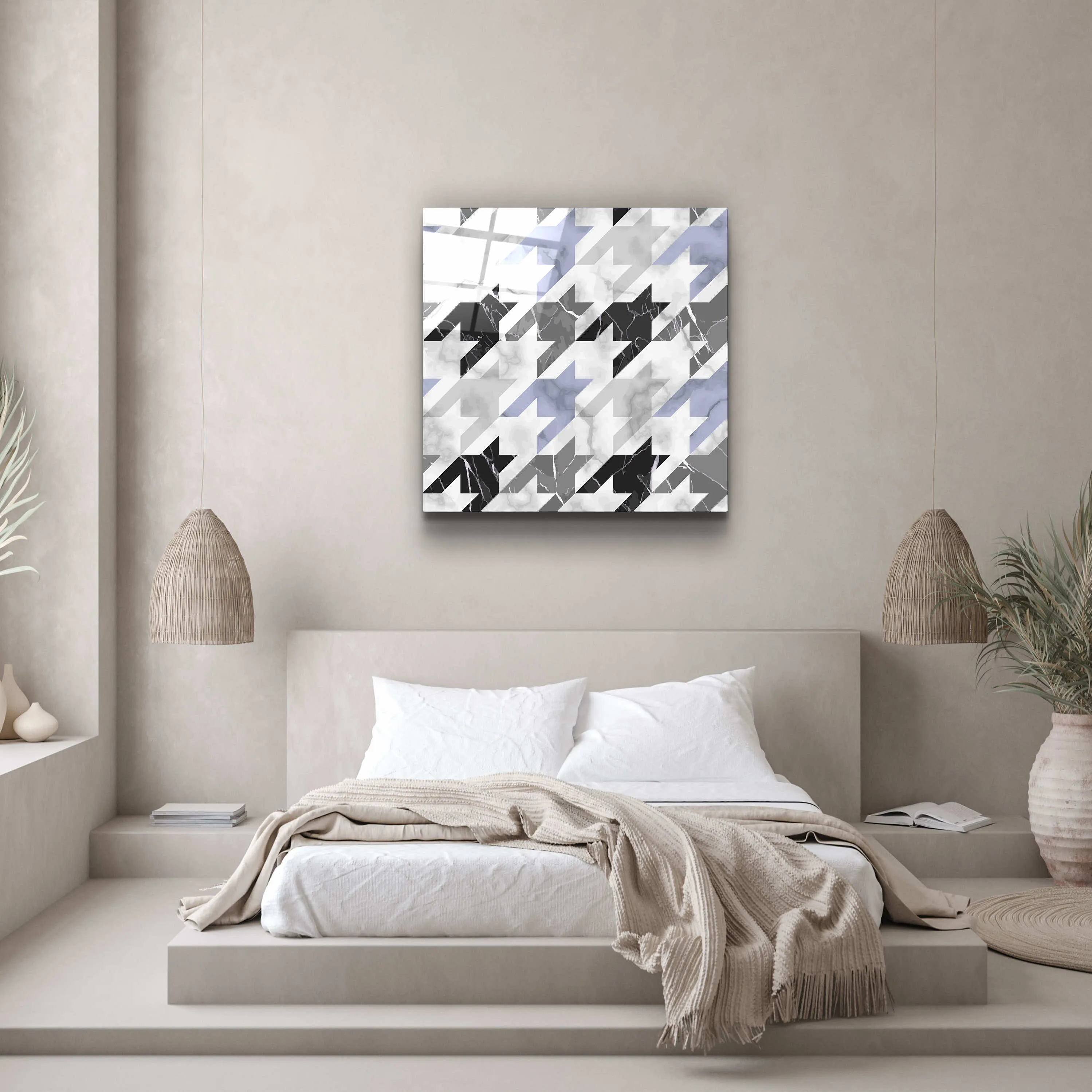 ."Bat Marble V3". Designer's Collection Glass Wall Art