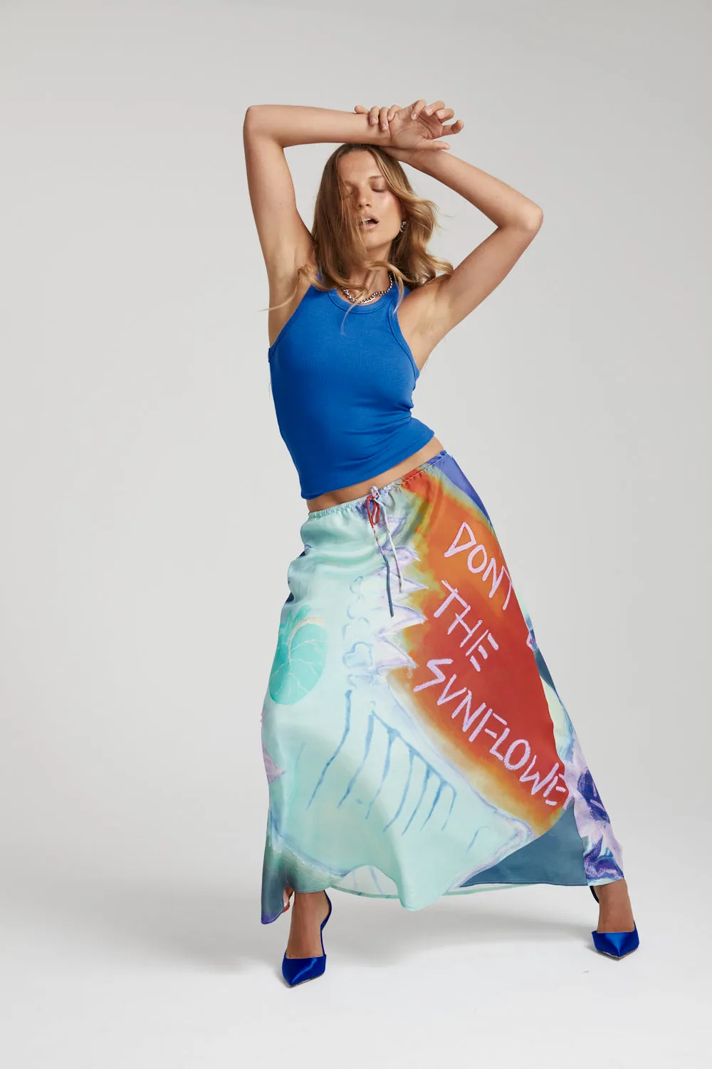 Relaxed Maxi Skirt - Blue Sunflower