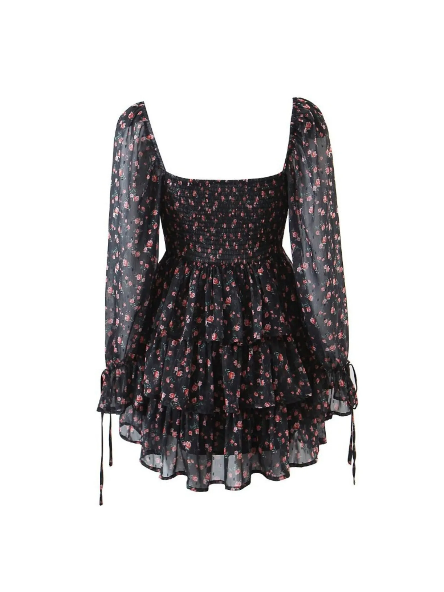 Salma Floral Mini Dress in Black