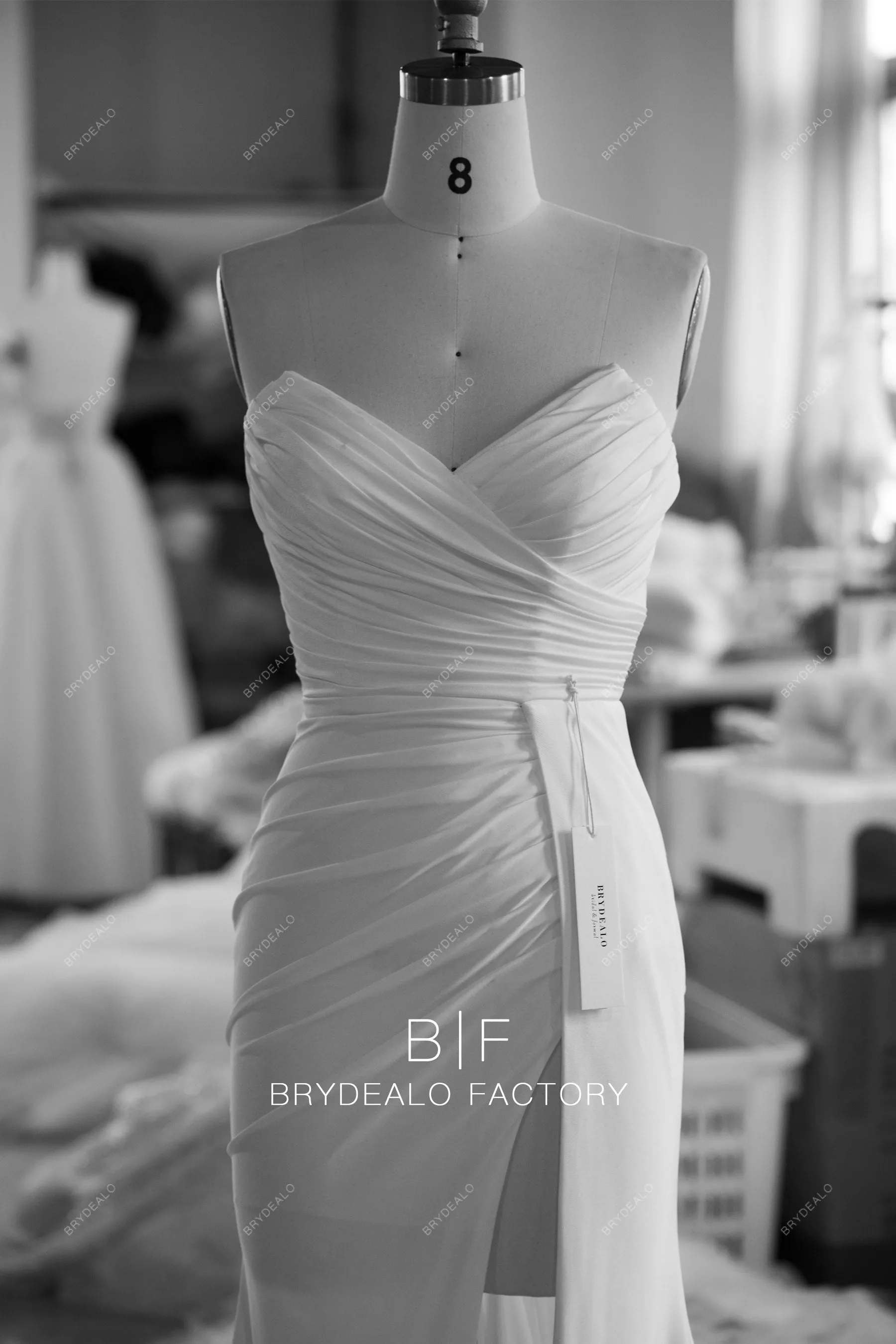 Sexy Slit Fit and Flare V-neck Stretchy Casual Wedding Gown