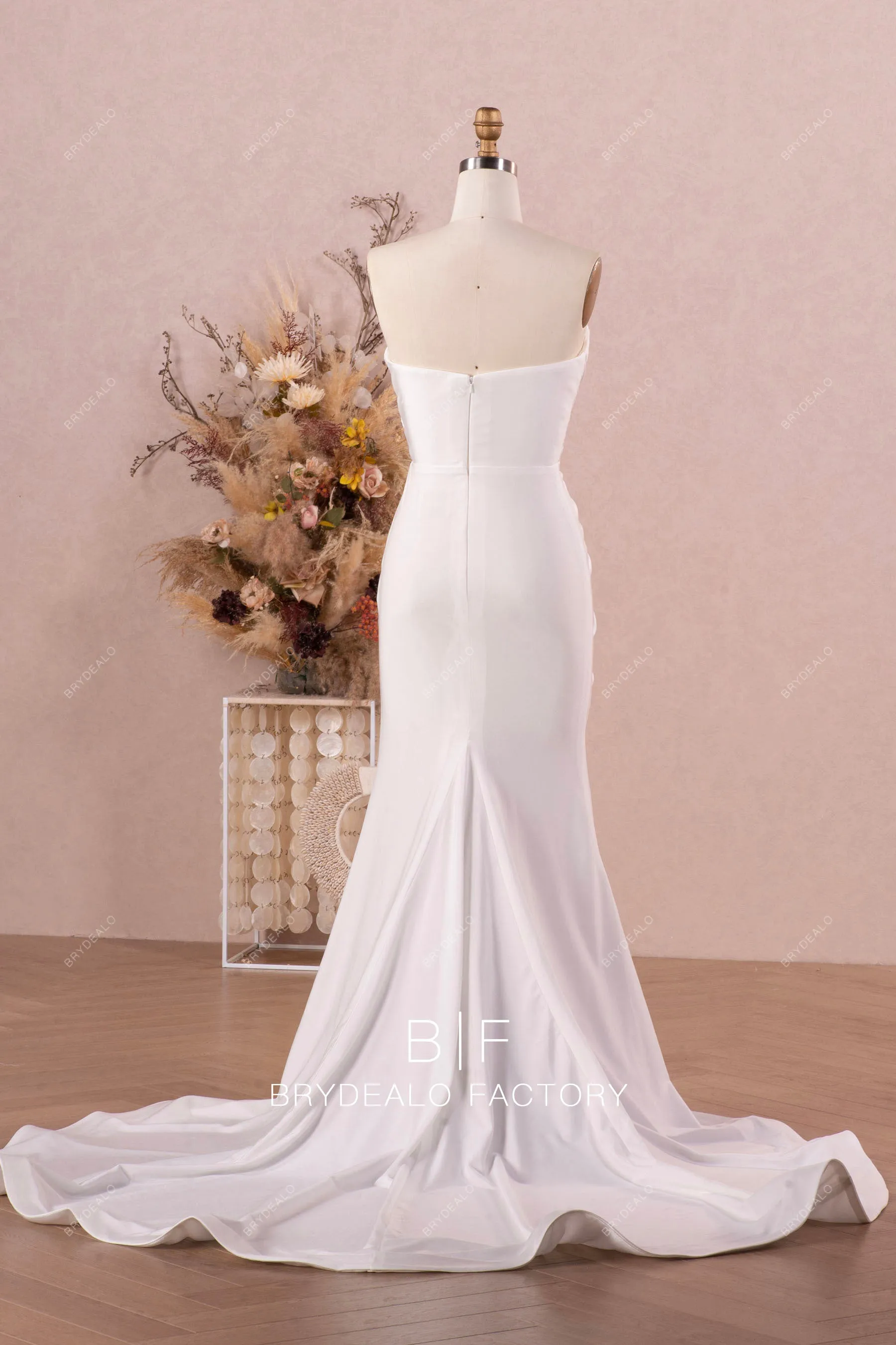 Sexy Slit Fit and Flare V-neck Stretchy Casual Wedding Gown