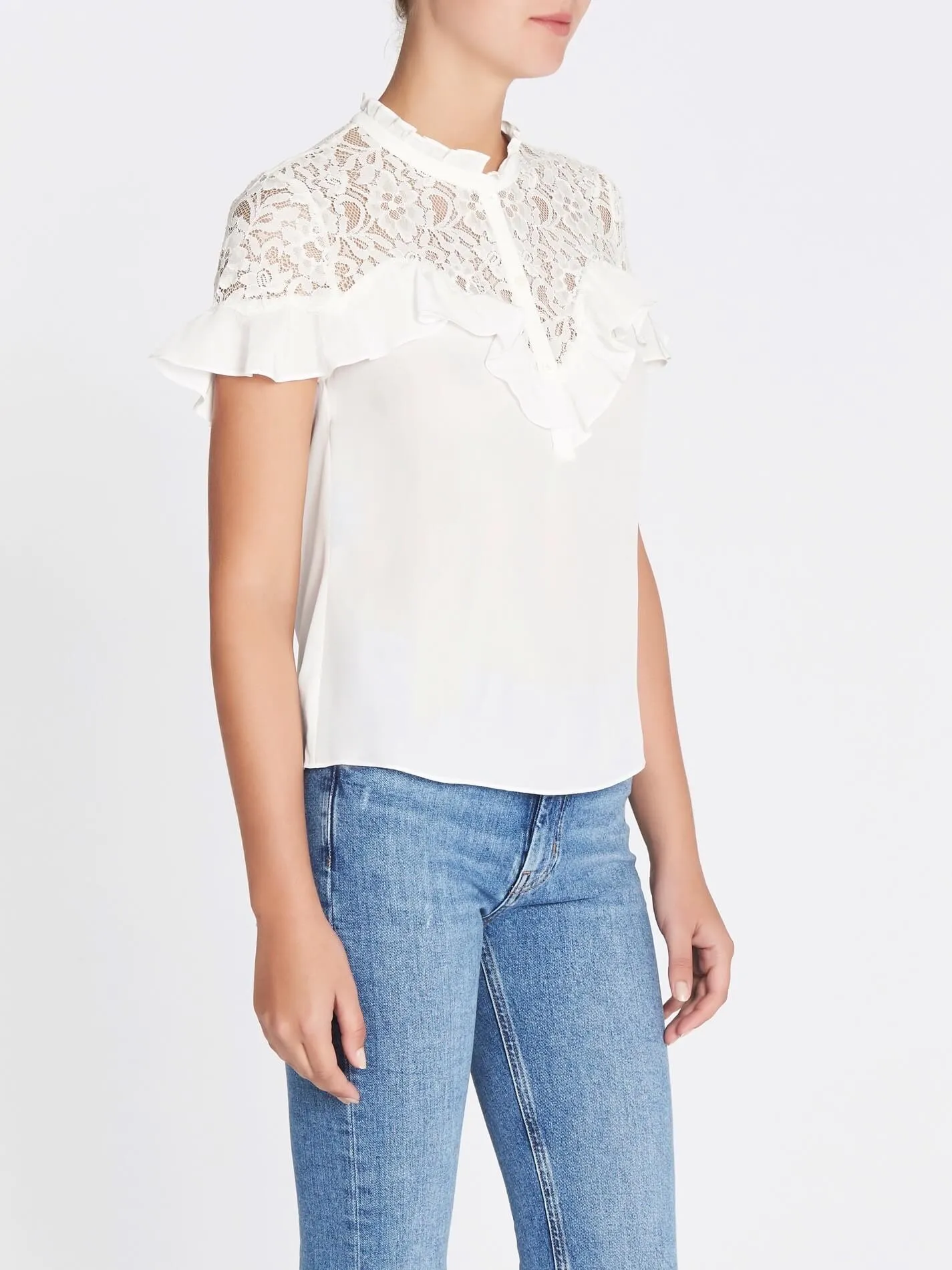 Silk & Lace Ruffle Top