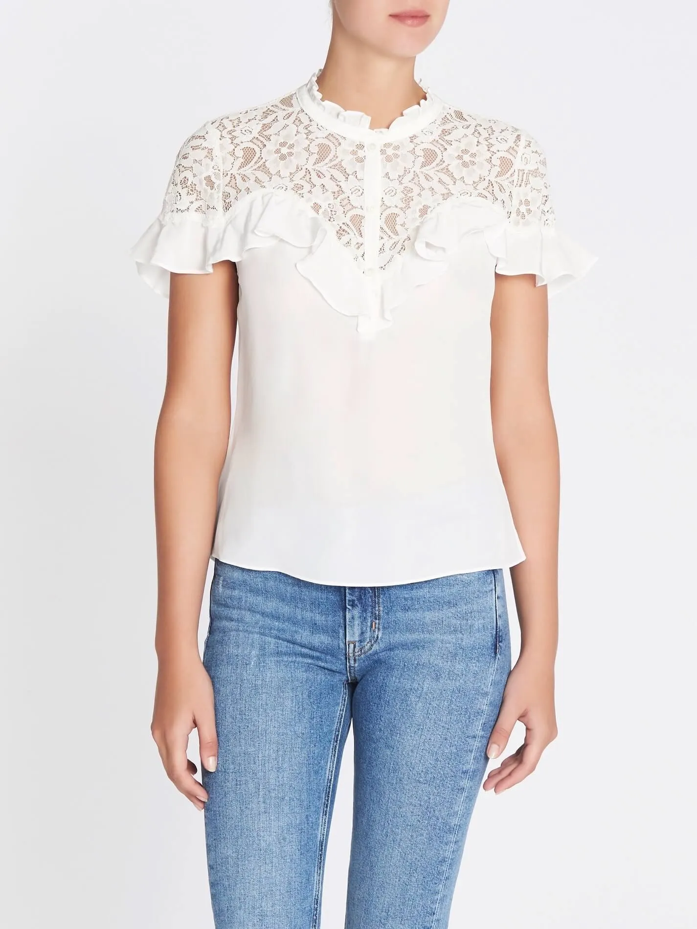 Silk & Lace Ruffle Top