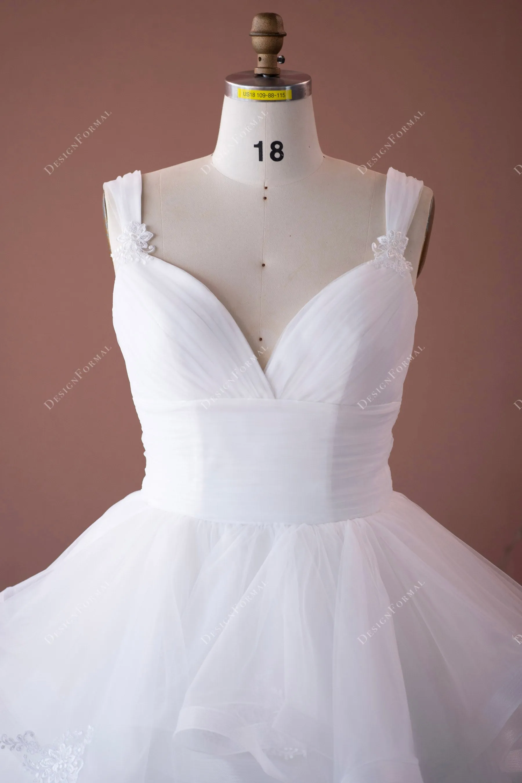 Straps Sweetheart Neck Ruffled Ballgown Wedding Dress