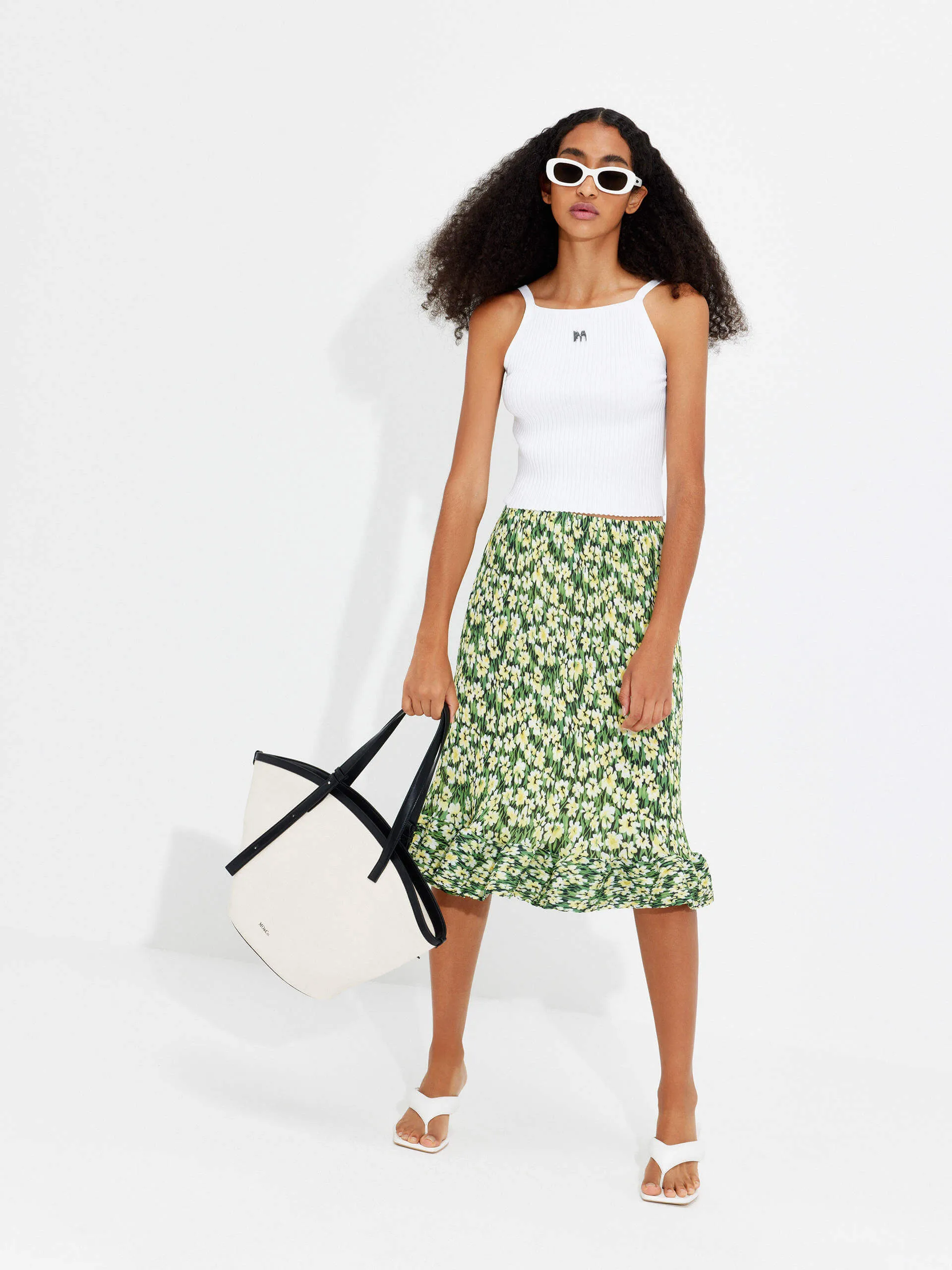 Structured Floral Print Skirt