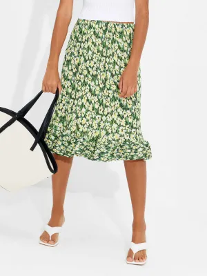 Structured Floral Print Skirt