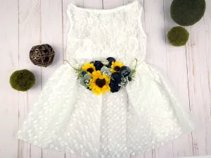 Sunflower Dog Dress | The Andalou in white lace