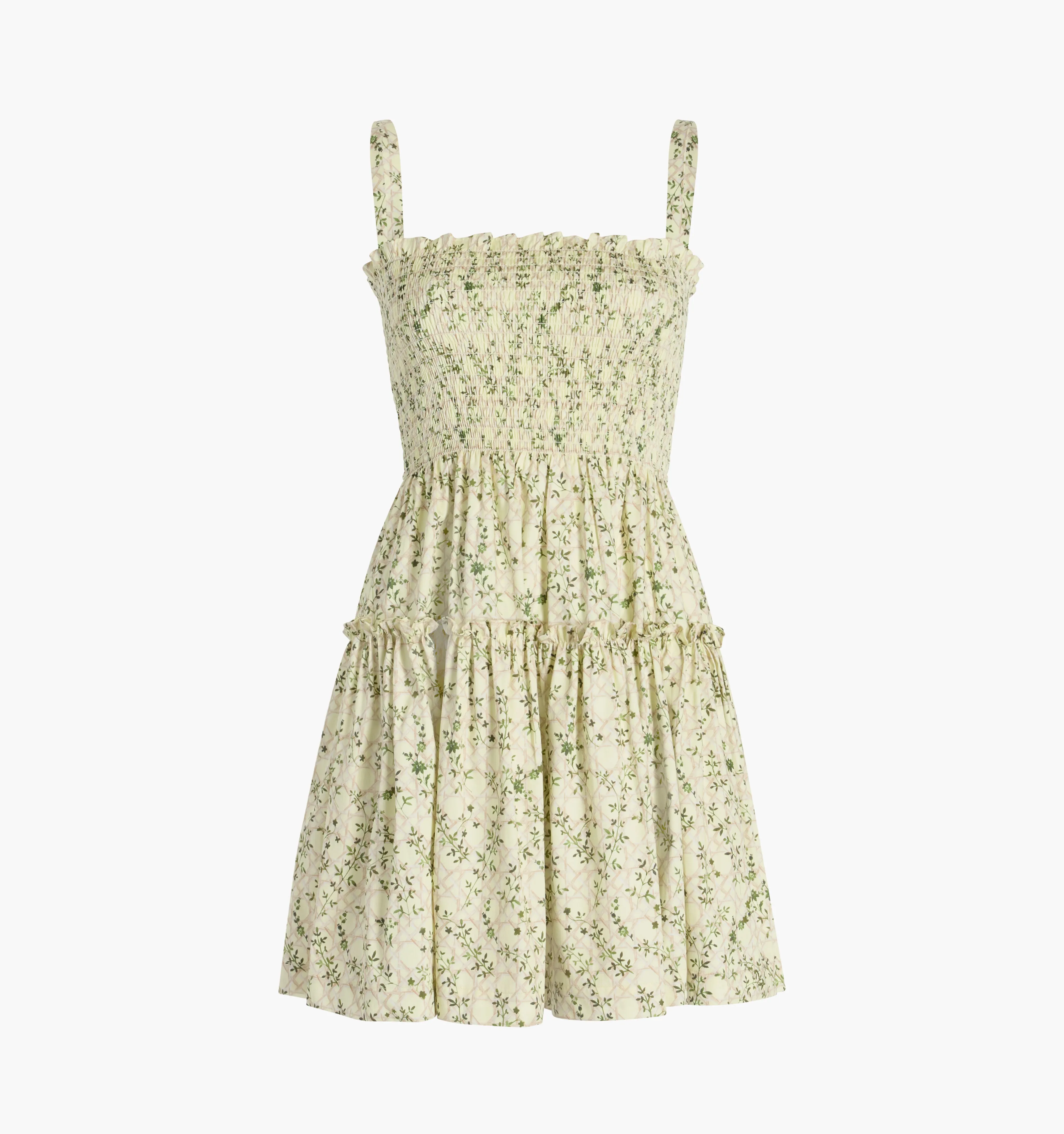 The Seraphina Mini Nap Dress - Yellow Basketweave Vine