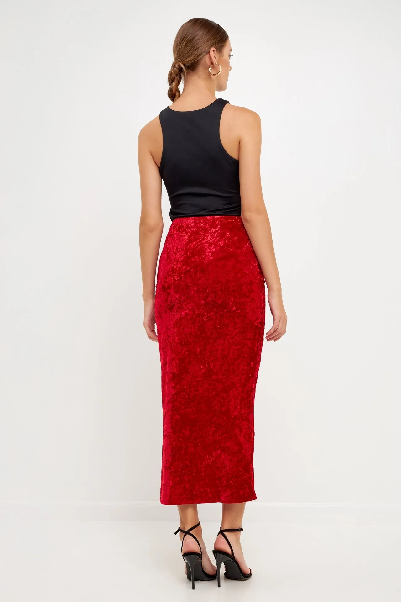 Velvet Ruched Maxi Skirt