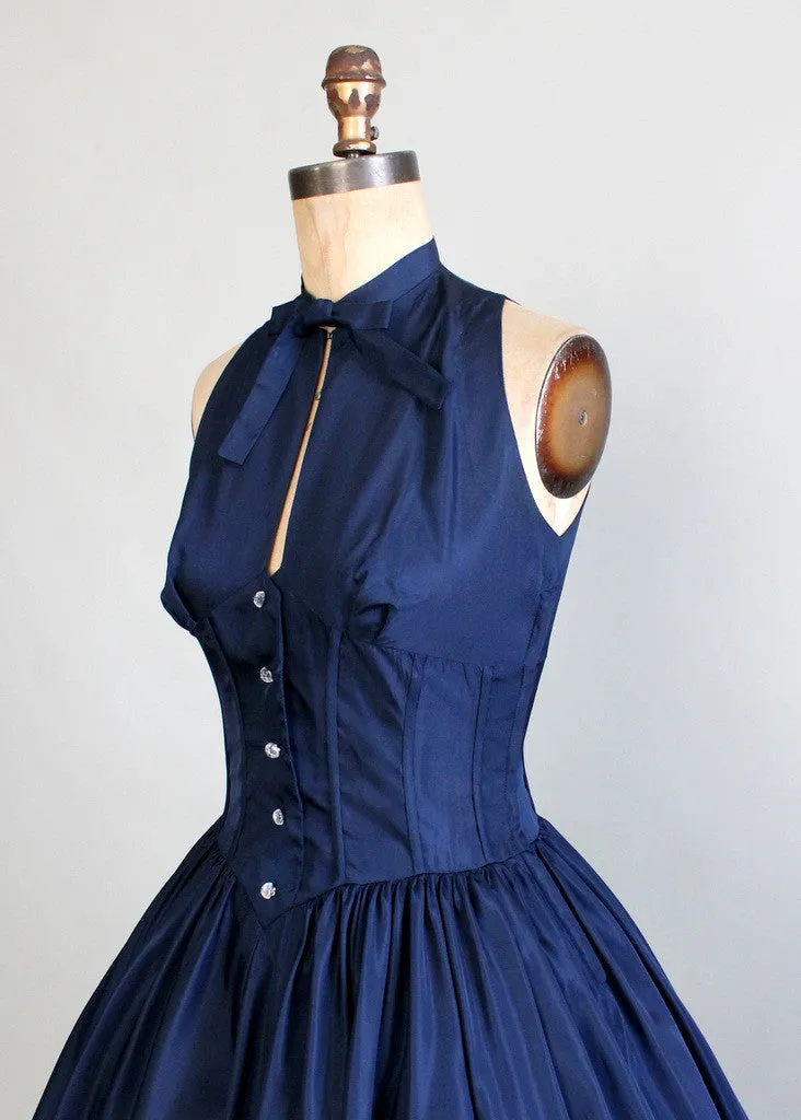 Vintage Late 1940s Taffeta Halter Party Dress and Bolero Jacket