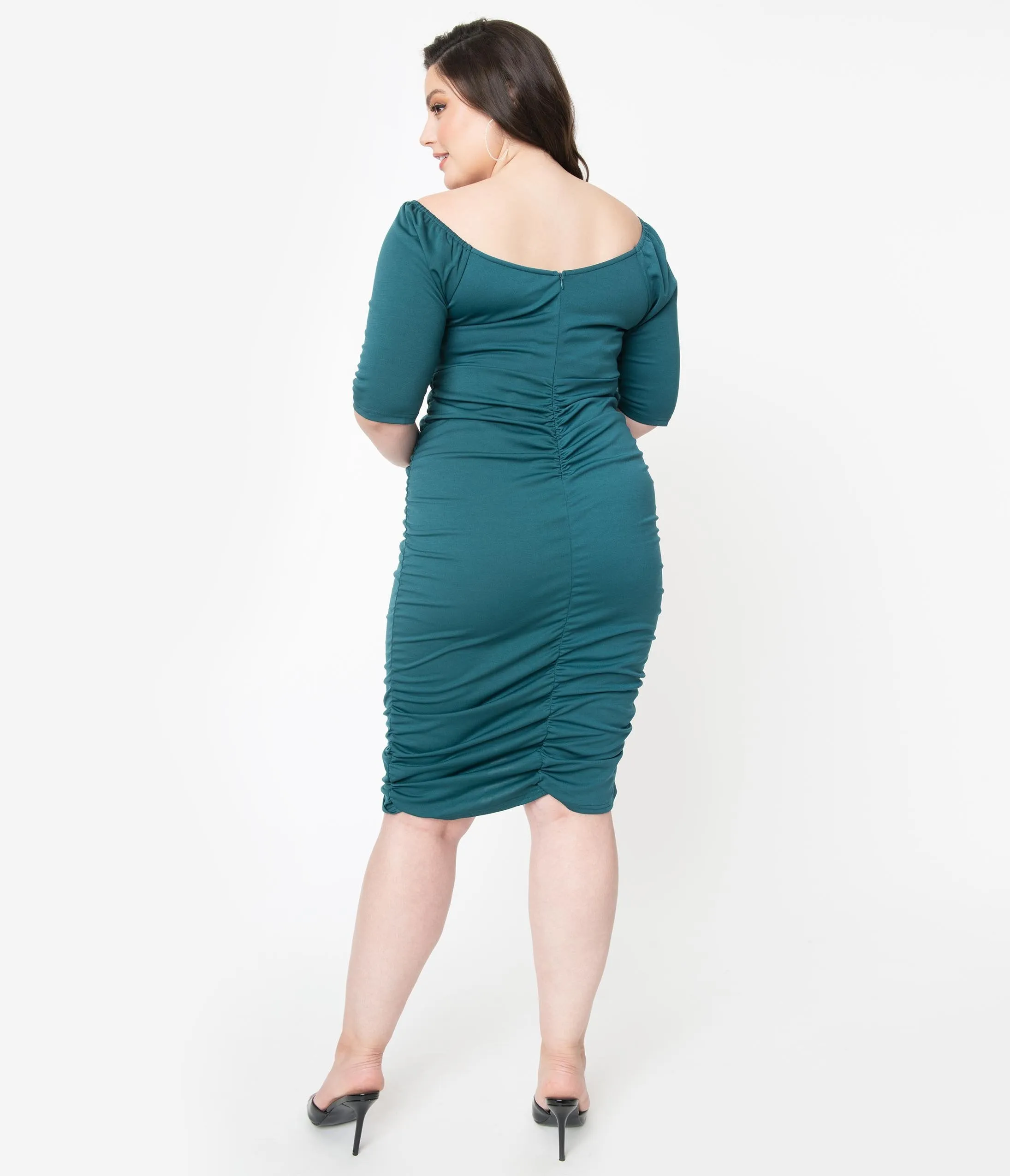 Voodoo Vixen Plus Size 1970s Teal Green Georgina Bodycon Dress